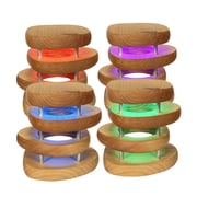 Friendship Lamp  Mid-Century Knotty Alder Wood Design Handmade in USA - Wi-Fi Touch Lamp LED Light for Long-Distance, Connection, Relationship, Friendship, Gift, Over 200 Colors - Set of 4