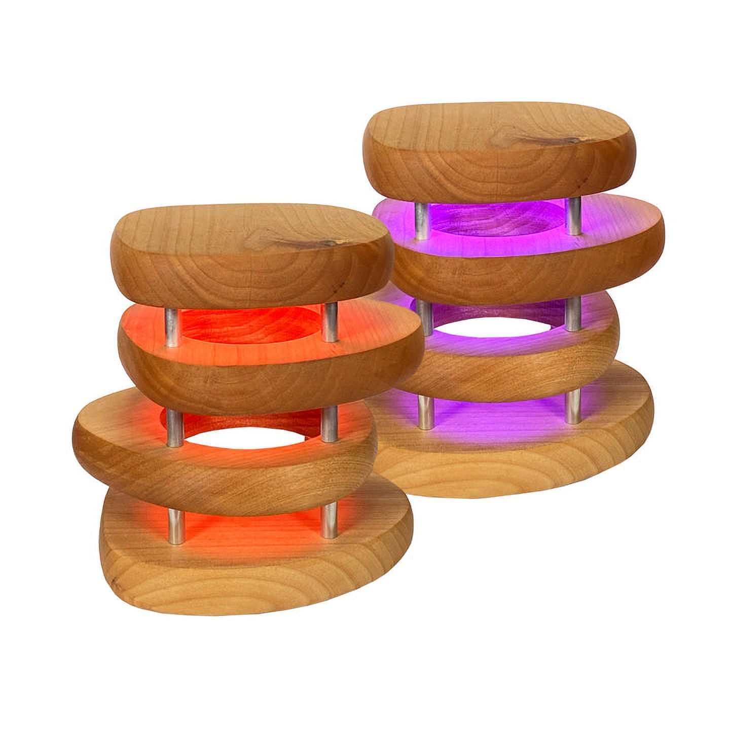Friendship Lamp Mid-Century Knotty Alder Wood Design Handmade in USA - Wi-Fi Touch Lamp LED Light for Long-Distance, Connection, Relationship, Friendship, Gift, Over 200 Colors - Set of 6