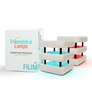 Friendship Lamp® Mini Square Mid-Century Wood Design Handmade in USA - Wi-Fi Touch Lamp Light for Long-Distance, Connection, Relationship, Gift, Over 200 Colors, App Setup -White - Set of 2