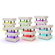 Friendship Lamp® Mini Square Mid-Century Wood Design Handmade in USA - Wi-Fi Touch Lamp Light for Long-Distance, Connection, Relationship, Gift, Over 200 Colors, App Setup -White - Set of 6