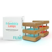 Friendship Lamp® Mini Square Mid-Century Wood Design Handmade in USA - Wi-Fi Touch Lamp Light for Long-Distance, Connection, Relationship, Gift, Over 200 Colors, App Setup -Natural - Set of 2