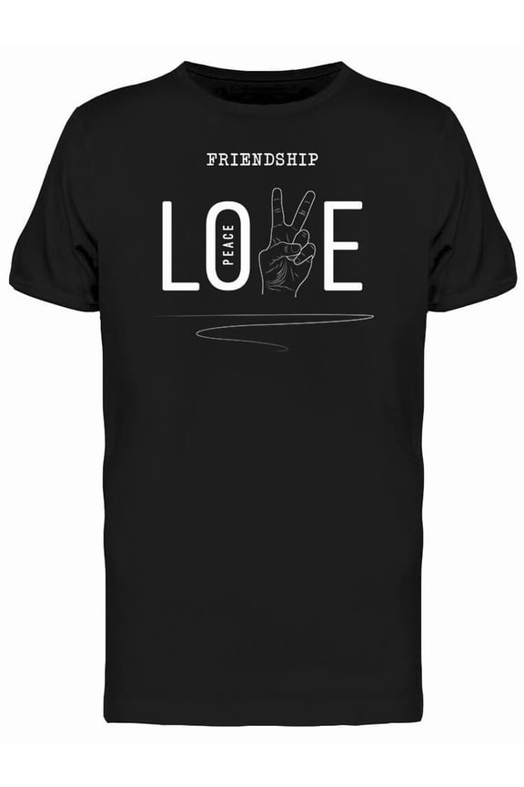 Friendship Love Peace Font T-Shirt Men -Image by Shutterstock, Male Small