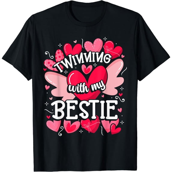 Friendship Matching Twin Twinning With My Bestie Twins Day T-Shirt