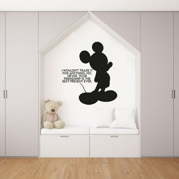 Friendship Mickey Mouse Quote Disney Cartoon Quotes Wall Sticker Art Decal for Girls Boys Room Bedroom Nursery Kindergarten House Fun Home Decor Stickers Wall Art Vinyl Decoration Size (10x8 inch)