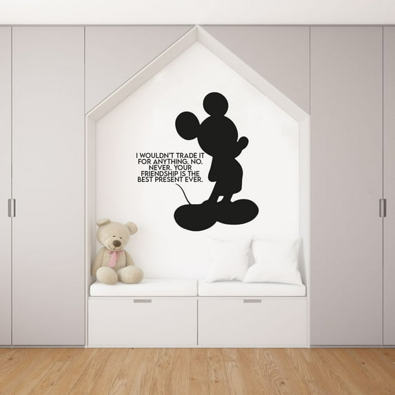 Friendship Mickey Mouse Quote Disney Cartoon Quotes Wall Sticker Art Decal for Girls Boys Room Bedroom Nursery Kindergarten House Fun Home Decor Stickers Wall Art Vinyl Decoration Size (40x35 inch)