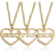 Friendship Necklace for 3 Bff Necklaces Cute Heart Matching Necklace Best Friends Forever with Crystal Broken Heart Charm Pendant Necklace Sister Birthday Gifts