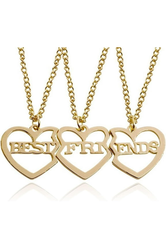 Friendship Necklace for 3 Bff Necklaces Cute Heart Matching Necklace Best Friends Forever with Crystal Broken Heart Charm Pendant Necklace Sister Birthday Gifts
