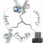 Friendship Necklace for Women, Heart BFF Necklace for 3 Best Friend, 3 Piece Best Friend Forever Pendant, Sister Friendship Jewelry for Adult
