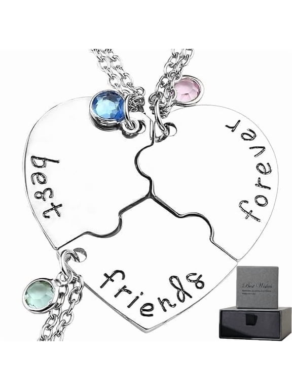 Friendship Necklace for Women, Heart BFF Necklace for 3 Best Friend, 3 Piece Best Friend Forever Pendant, Sister Friendship Jewelry for Adult