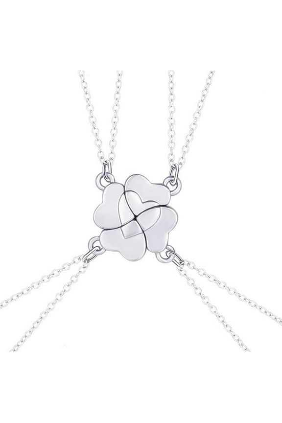 Friendship Necklace Magnetic Matching Four Leaf Clover Best Friend Necklace Gifts for Women Magnet BFF Necklace for 4