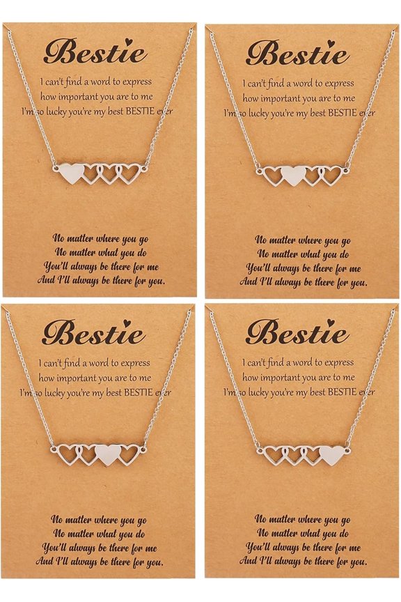 Friendship Necklace for 2 3 4 5 Friend BFF Necklace for Women Long Distance Matching, Style V6965