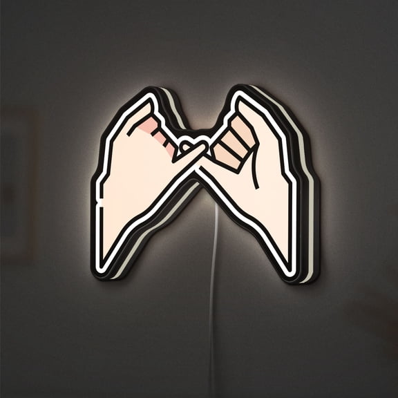 Friendship Pinky Promise 3D Novelty Light Box, Cute Gesture Decor for Friends (Height 24 inch, 60cm)