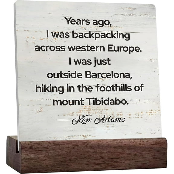 Friendship Quote I Was Backpacking Across Western Europe Rusitc Sign Farmhouse Home Office Bedroom Desk Shelf Decor, Best Friends Gift Ceramic Table Sign Plaque Tabletop Sign Desk Sign