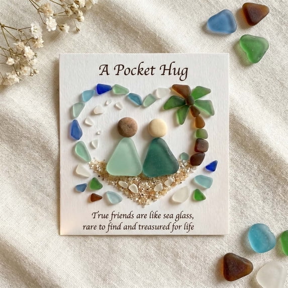Friendship Sea Glass Pocket Card Acrylic Wallet Insert Gift for Best Friend Birthday or Just Because