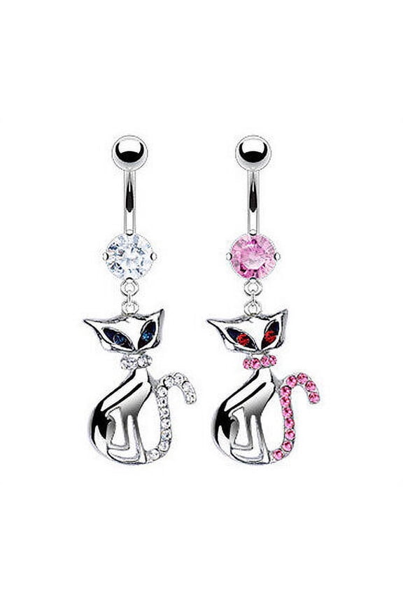 Friendship Shack - Jazzy Cat - Navel Ring (Belly / Body Jewelry) Pink or Blue