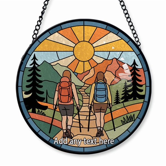 Friendship & Siblings Hiking Pals Stained Glass Suncatcher Window Hanging – Customizable Window Hanging for Family Members, Christmas Tree Keepsake Christmas 2025