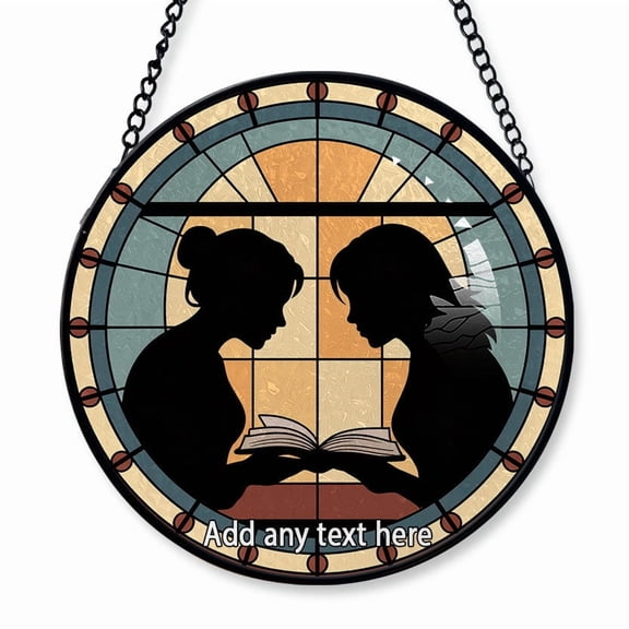Friendship & Siblings Study Buddies Stained Glass Suncatcher Window Hanging  Custom Family Window Hanging with Names, Personalized Tree Decoration, Christmas 2025 Keepsake