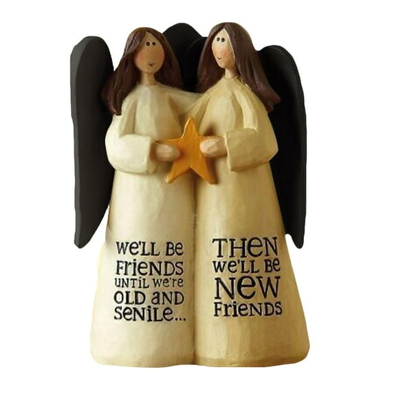 Friendship Statue Decorated With Gifts To Celebrate Friendship Decorate 1Pc, Two Angels Holding Star Figurine With Inspirational Quotes, Heartfelt Gift For Friends, Home Decor