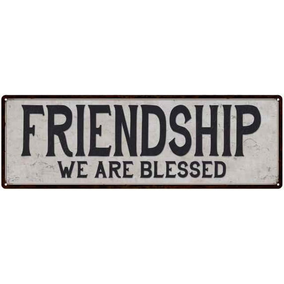 Friendship Vintage Look Reproduction Black on White 6x18 Metal Sign 106180023036