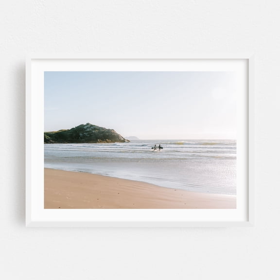 Friendship dreams - Florianópolis State of Santa Catarina Brazil Photography Beach Surf Ocean Waves Coast Seascape Summer White Framed Wall Art Print 5 x 7 inches