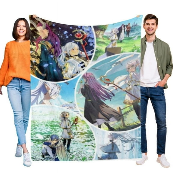 Frieren Beyond Journey's End Anime Blanket Soft Throw Blanket Micro Fleece Fuzzy Blankets Thin Bed Couch Decor Adult Nap Bedroom Car All Season Birthday Gifts 60"X50"