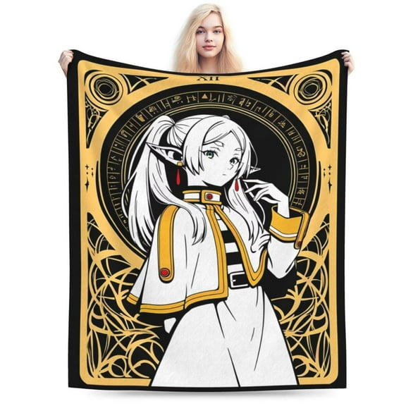 Frieren Beyond Journey’s End Blanket Gifts for Adults Soft Warm Lightweight Cozy Flannel Throw Blankets for Bed Sofa Couch Living Room Décor 80"x60"
