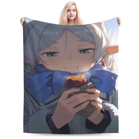 Frieren Beyond Journey’s End Blanket Gifts for Adults Soft Warm Lightweight Cozy Flannel Throw Blankets for Bed Sofa Couch Living Room Décor 80"x60"