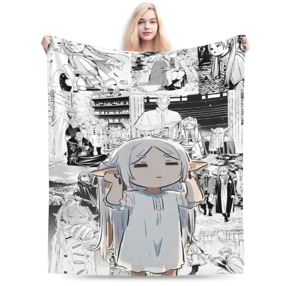Frieren Beyond Journey’s End Blanket Gifts for Adults Soft Warm Lightweight Cozy Flannel Throw Blankets for Bed Sofa Couch Living Room Décor 80"x60"