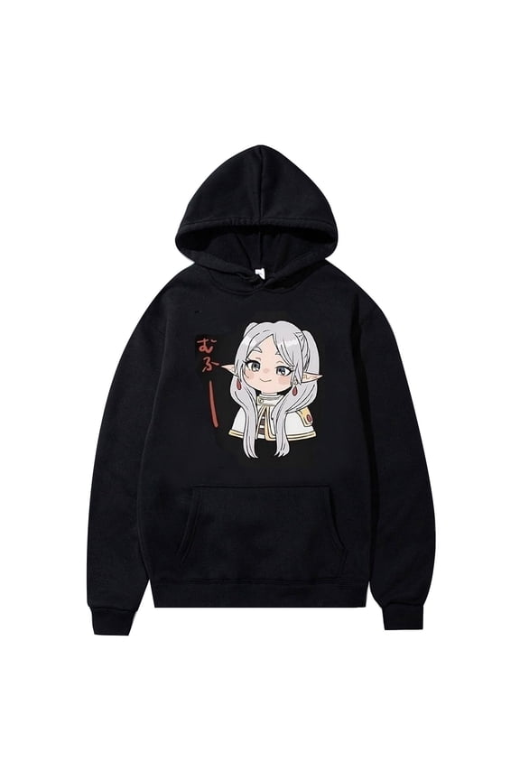 Frieren Beyond Journey's End Hoodie - Unisex Merch Graphic Pullover (Black/White)