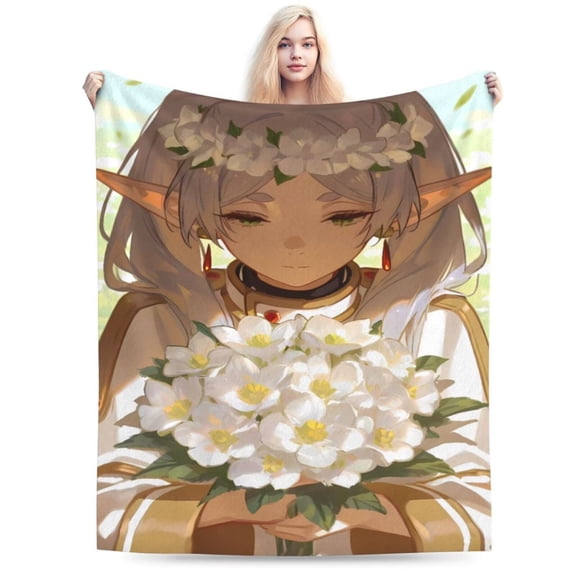 Frieren Beyond Journey’s End Throw Blankets for Bed Flannel Blanket for Unisex Lightweight Soft Blanket Throw for Girls Kids Adults 60"x50"