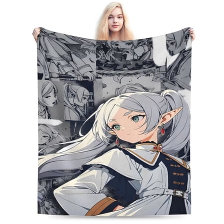 Frieren Beyond Journey’s End Throw Blankets for Bed Flannel Blanket for Unisex Lightweight Soft Blanket Throw for Girls Kids Adults 60"x50"