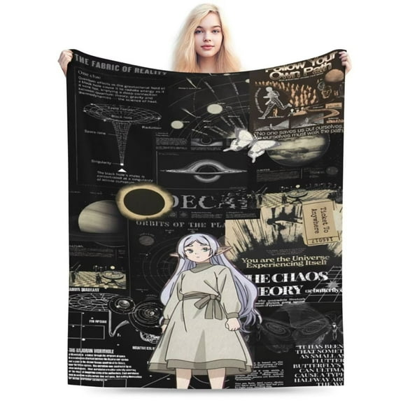Frieren Beyond Journey’s End Throw Blankets for Bed Flannel Blanket for Unisex Lightweight Soft Blanket Throw for Girls Kids Adults 80"x60"