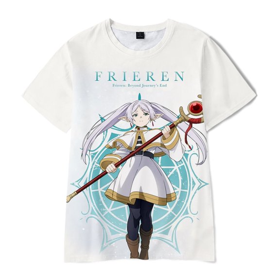 Frieren Logo T-Shirts Anime 3D Print Merch Tee Cosplay Women Men Fashion Harajuku Short Sleeve Top