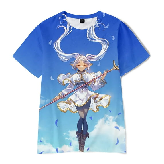Frieren Logo T-Shirts Anime 3D Print Merch Tee Cosplay Women Men Fashion Harajuku Short Sleeve Top