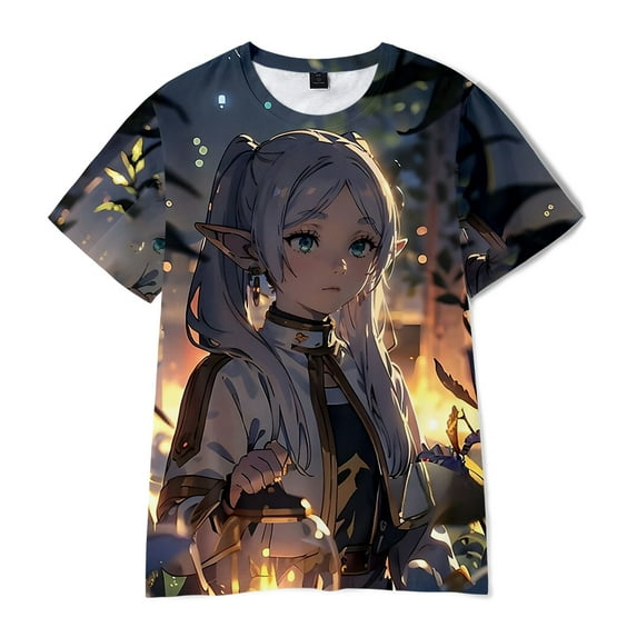 Frieren Logo T-Shirts Anime 3D Print Merch Tee Cosplay Women Men Fashion Harajuku Short Sleeve Top