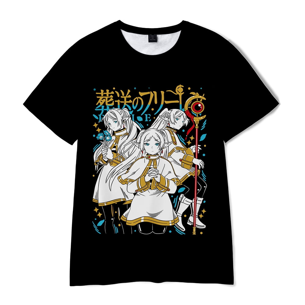 Frieren Logo T-shirts Anime 3d Print Merch Tee Cosplay Women Men 