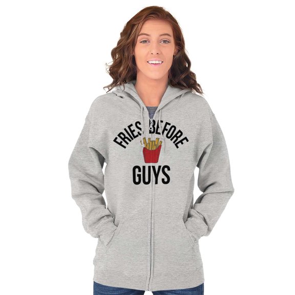 Fries Before Guys Girl Squad Food BFF Zip Hoodie Sweatshirt Women Brisco Brands S