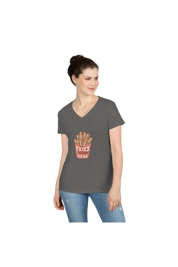 Fries Before Guys Ladies V-Neck T-Shirt