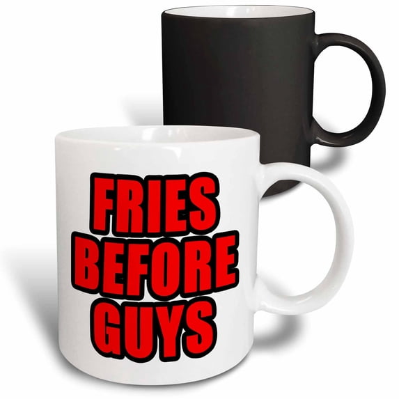 3drose, Fries Before Guys Red, 11oz Magic Transforming Mug