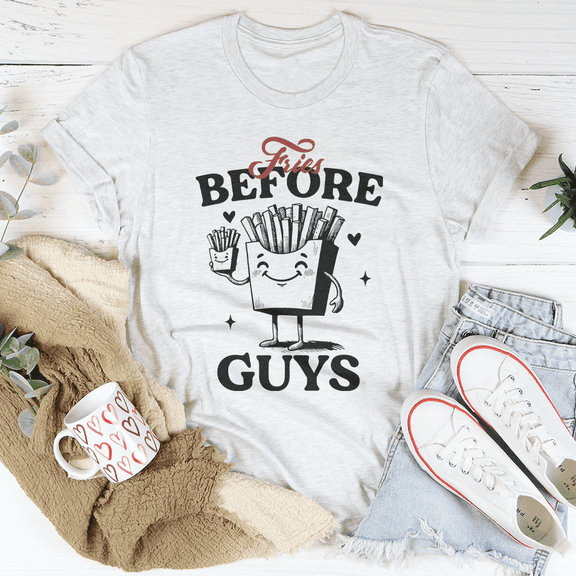 Fries Before Guys Tee White S Peachy Sunday T-Shirt