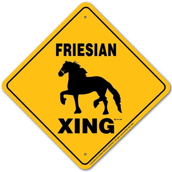 Friesian Horse Aluminum Xing Sign - Crossing