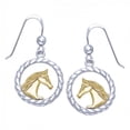 thumbnail image 1 of Friesian Horse Rope Braid 925 Sterling Silver Earrings Fine Jewelry Gold Accent, 1 of 2