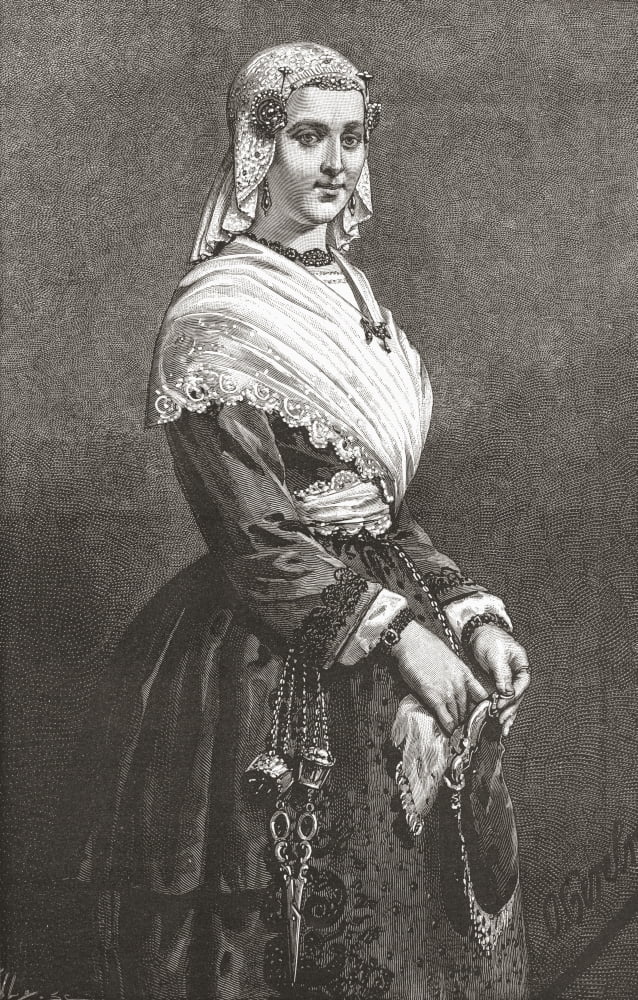 A Friesland Lady In Typical Dress From The 19Th Century From Pictures From Holland By Richard Lovett Published 1887 Canvas Art - Ken Welsh Design Pics (12 x 19)