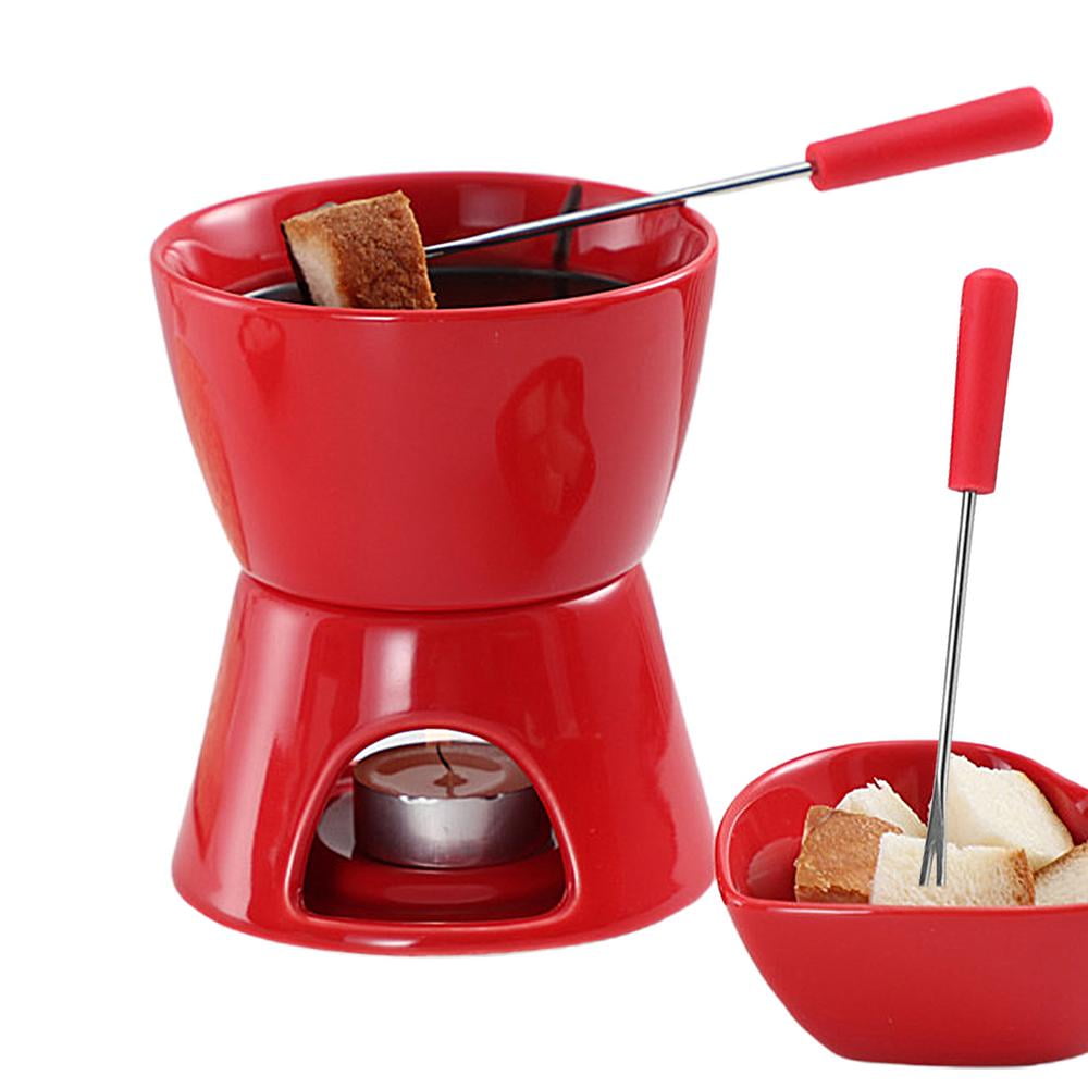 Chocolate Fondue Mini Set With Forks Ceramic Melting Cup For