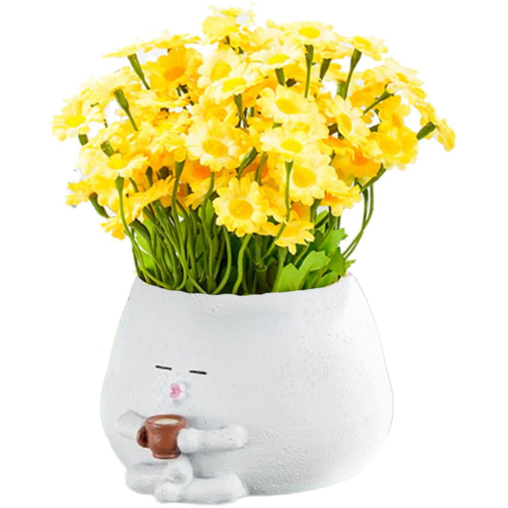 Frifer Cute Plant Pots Resin Creative Pots Desk Ornament Small Garden ...