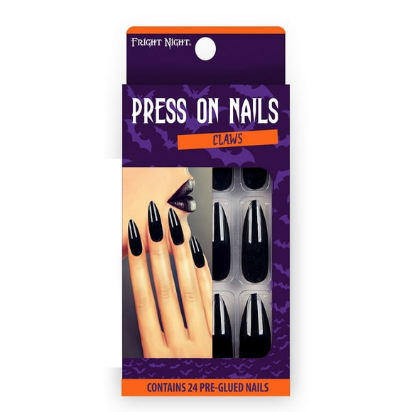 Fright Night Claws Press-On Nails, Black, 24 Nails