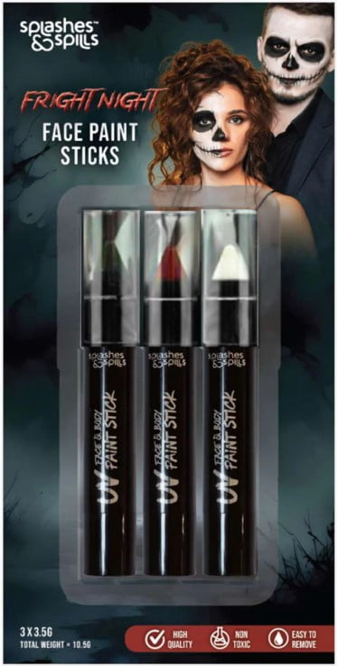 Fright Night Face and Body Paint Sticks, Halloween Make-Up for Adults, by Splashes & Spills