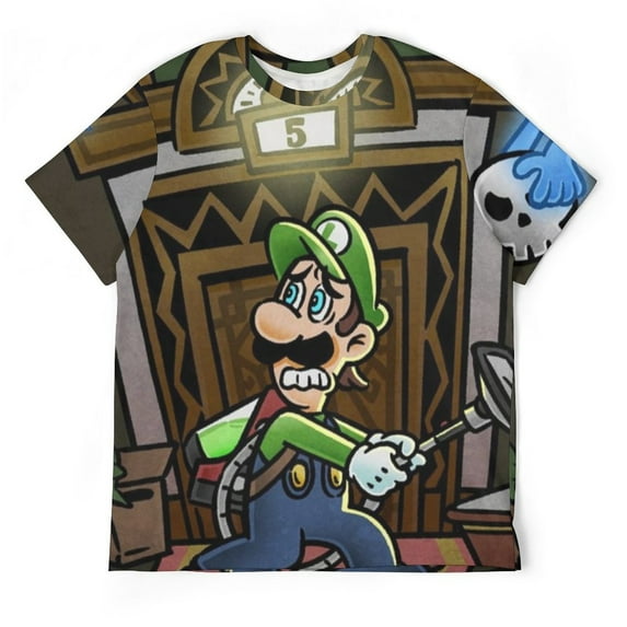 Frightened Adventure Luigi's Mansion Unisex Short-sleeve Shirt For Men Women Novelty 3D Print T-Shirt Soft Comfortable Tee Shirts