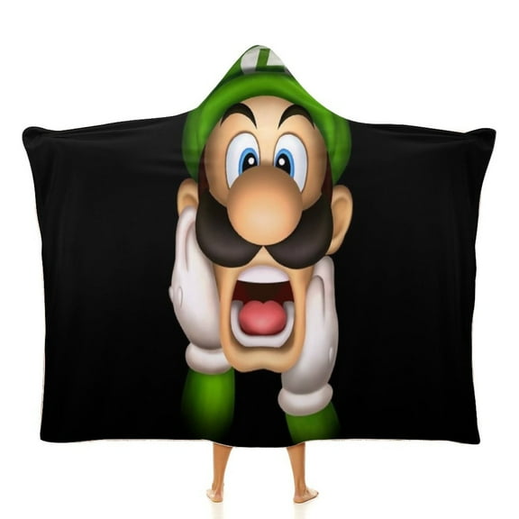 Frightened Luigi's Mansion Soft Wearable Blanket Hoodie Hooded Blanket Warm Decor Gift For Kids Adult For Sofa Bed Office