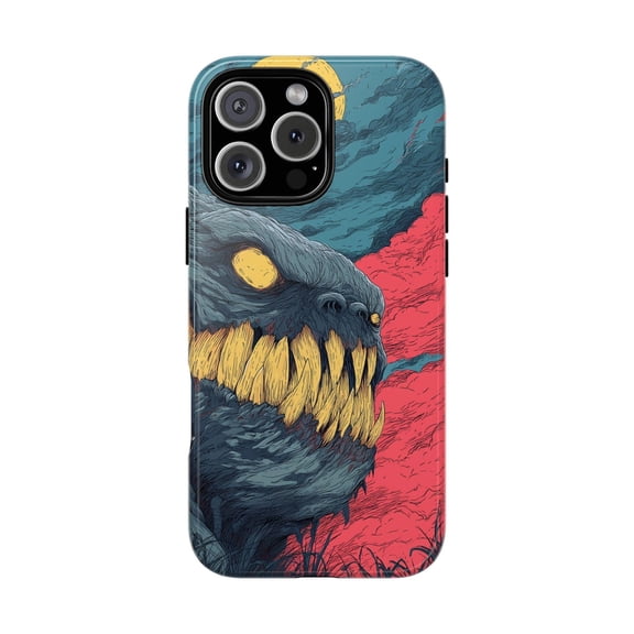 Frightening Monster Sharp Teeth Full Moon Abstract Art Case with iPhone 17 to 11 Pro Max A00109